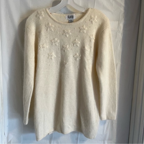 Sostanza Angora Rabbit/Lambswool‎ Blend Sweater Womens Size Medium White Soft - Picture 1 of 6
